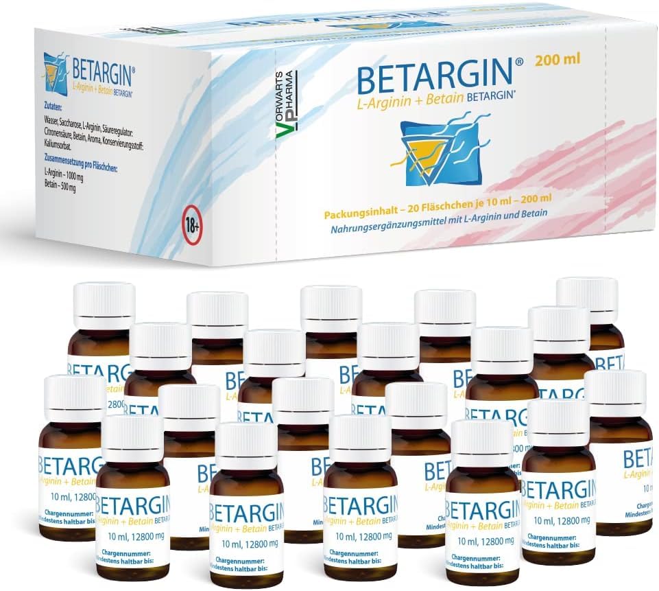 Betargin L-Arginine Betaine Liquid bottle shows digestive support formula