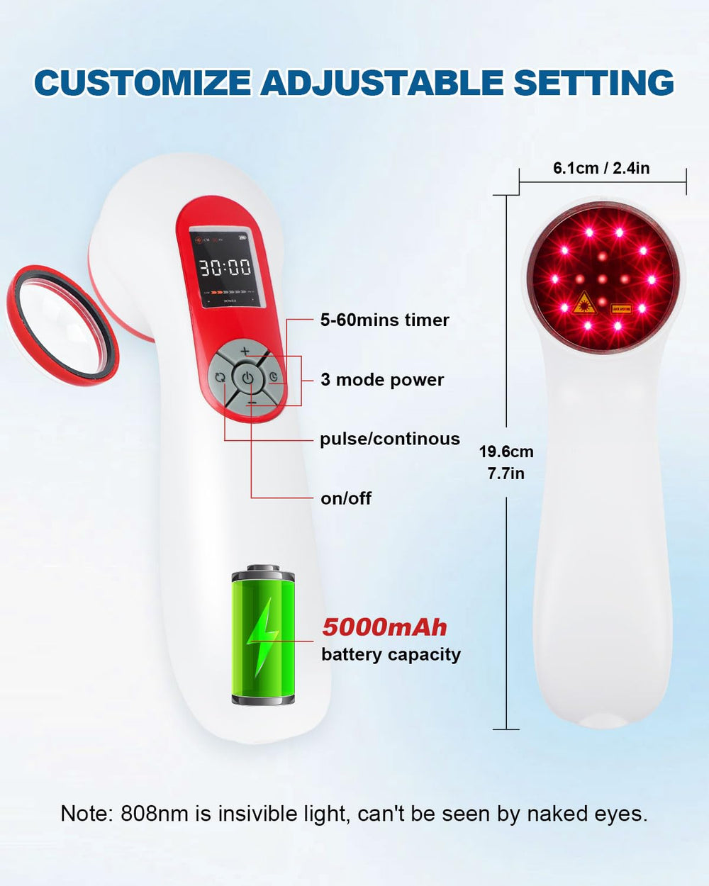 Long-lasting 5000mAh battery supports extended sessions.