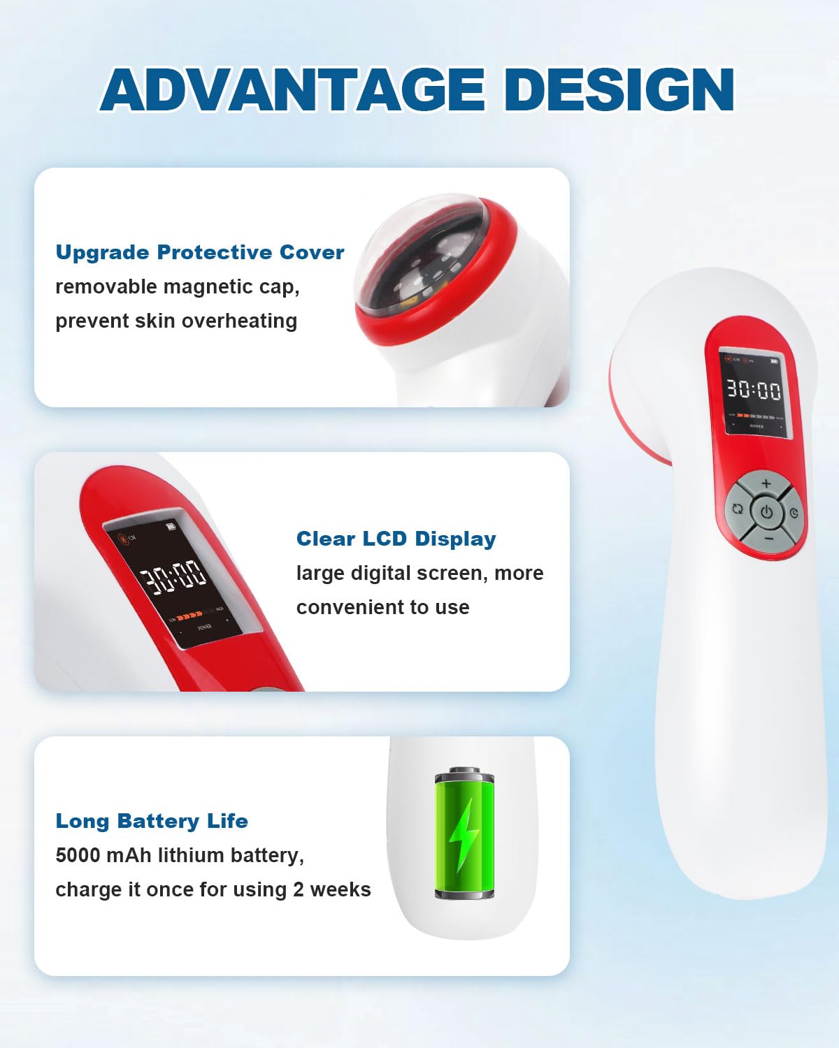 Pulse mode and continuous mode for flexible therapy sessions.
