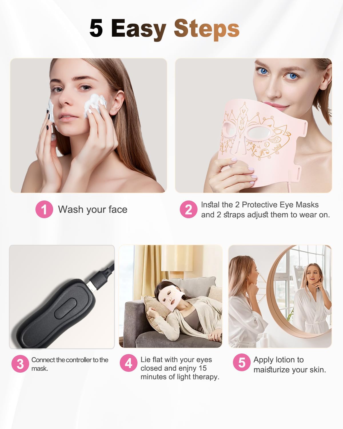 BETNEP red light mask eye mask included for comfortable wear