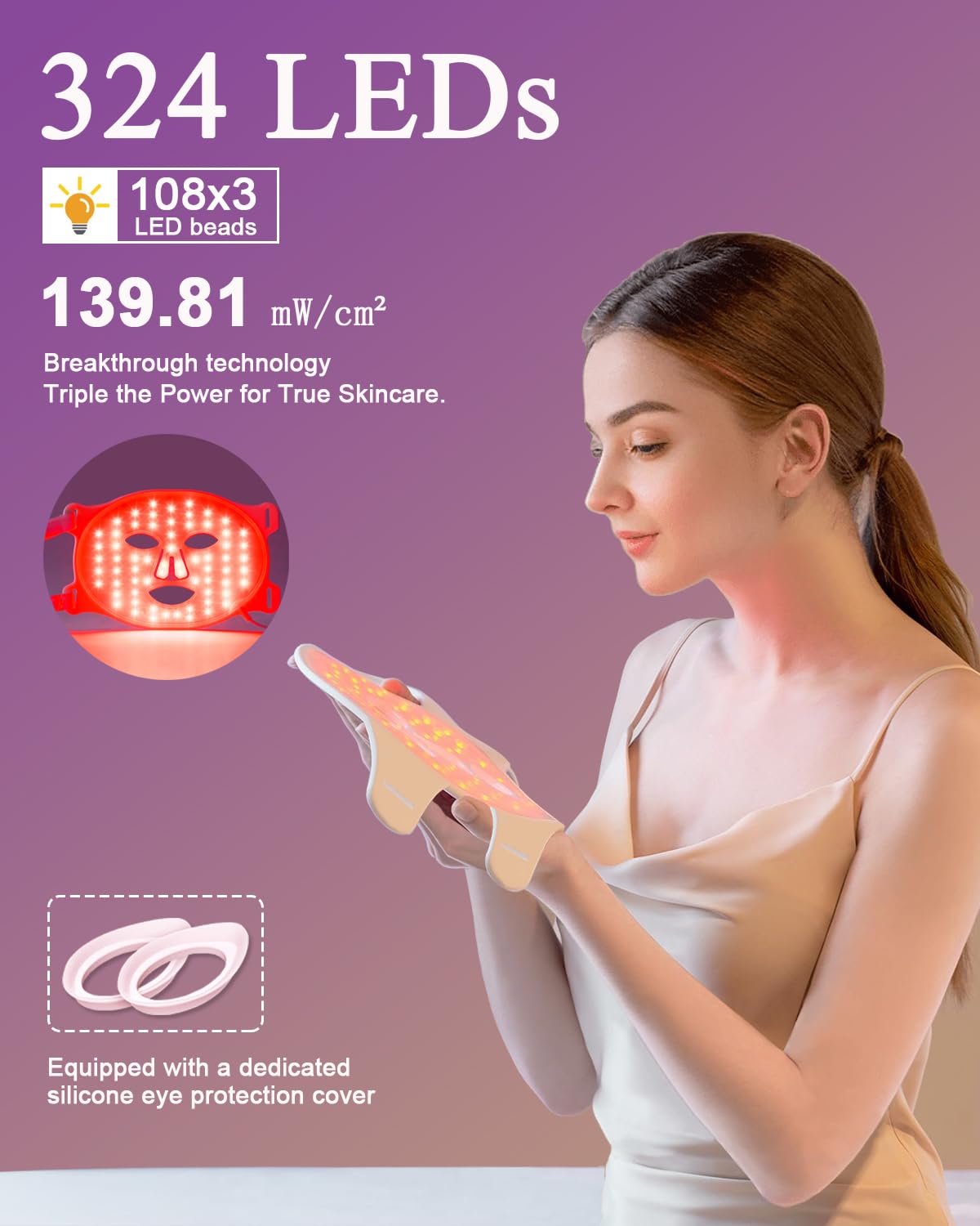 BETNEP red light mask with near-infrared 830nm for deeper dermal reach