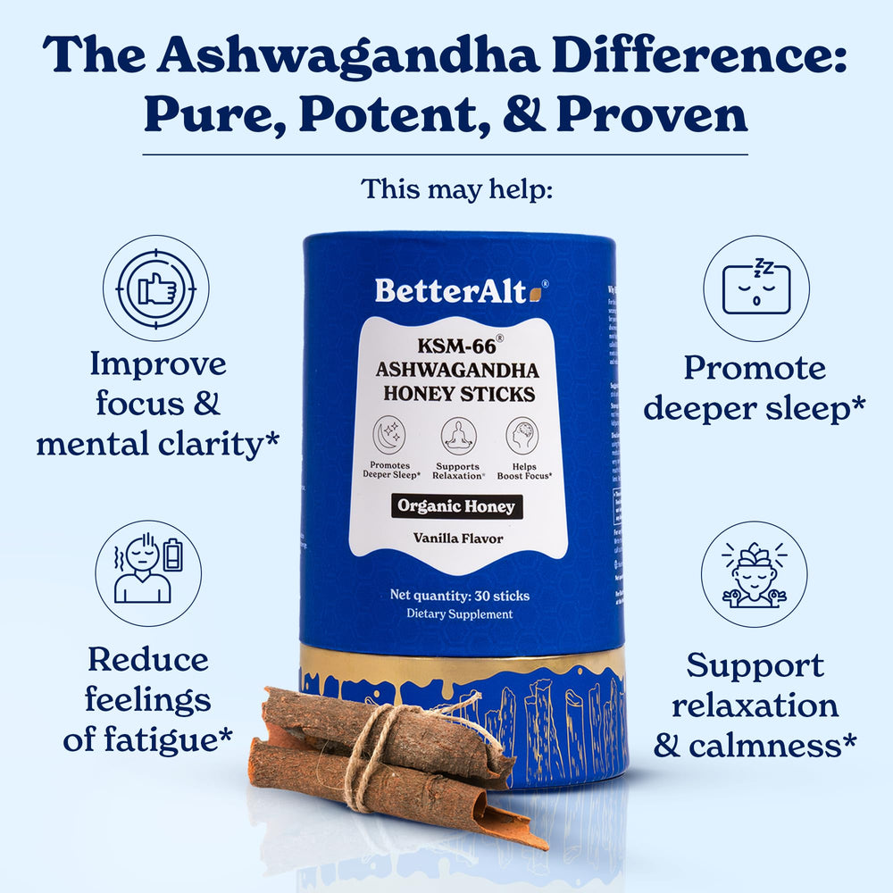 Better Alt Ashwagandha honey stick delivers a calm focus ritual