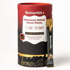 Better Alt Pure Himalayan Shilajit Cinnamon Honey Stick packaging for easy on-the-go energy