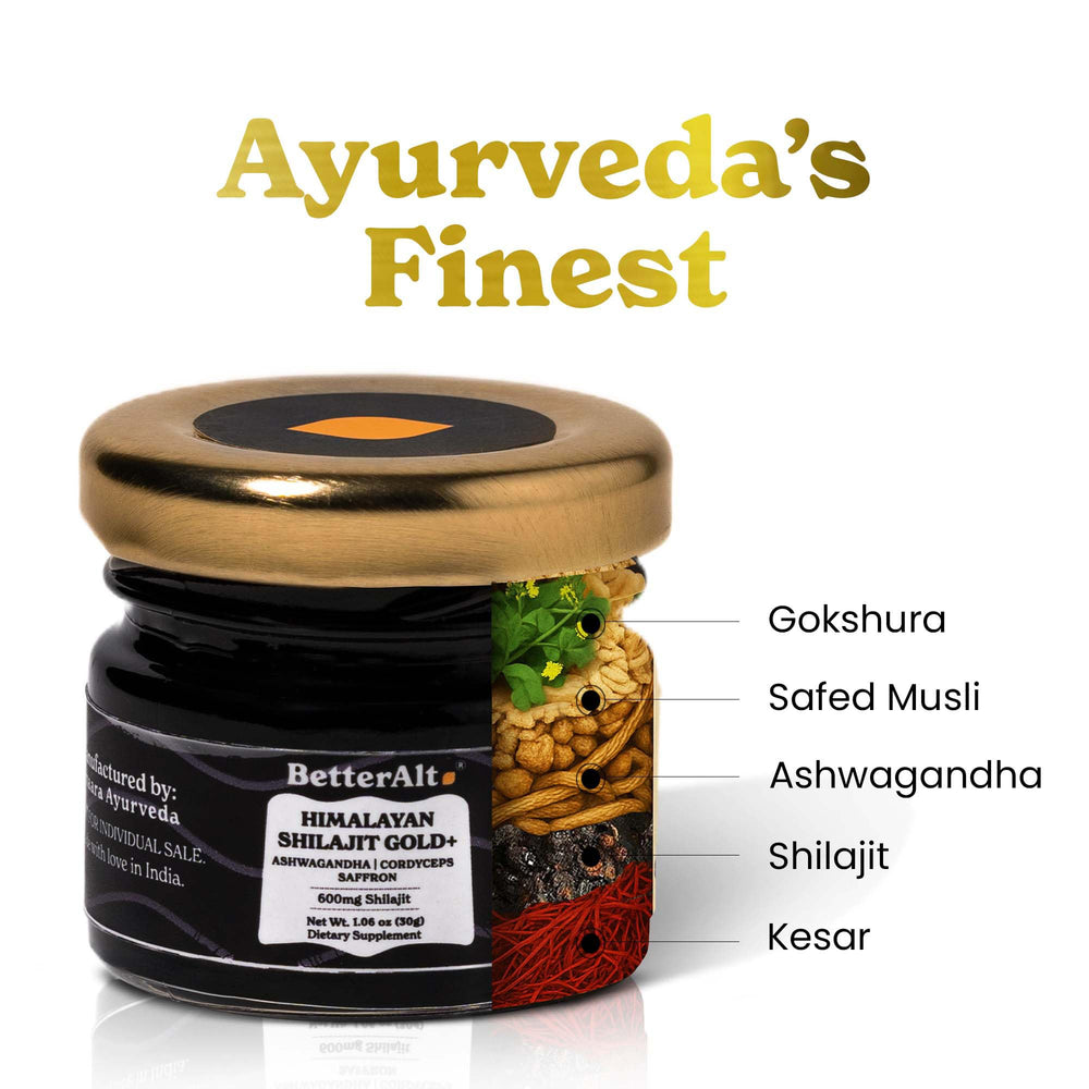 Better Alt Pure Himalayan Shilajit Gold resin closeup emphasizes purity for athletic use.