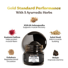 Better Alt Pure Himalayan Shilajit Gold scoop illustrates easy daily dosing for recovery support.