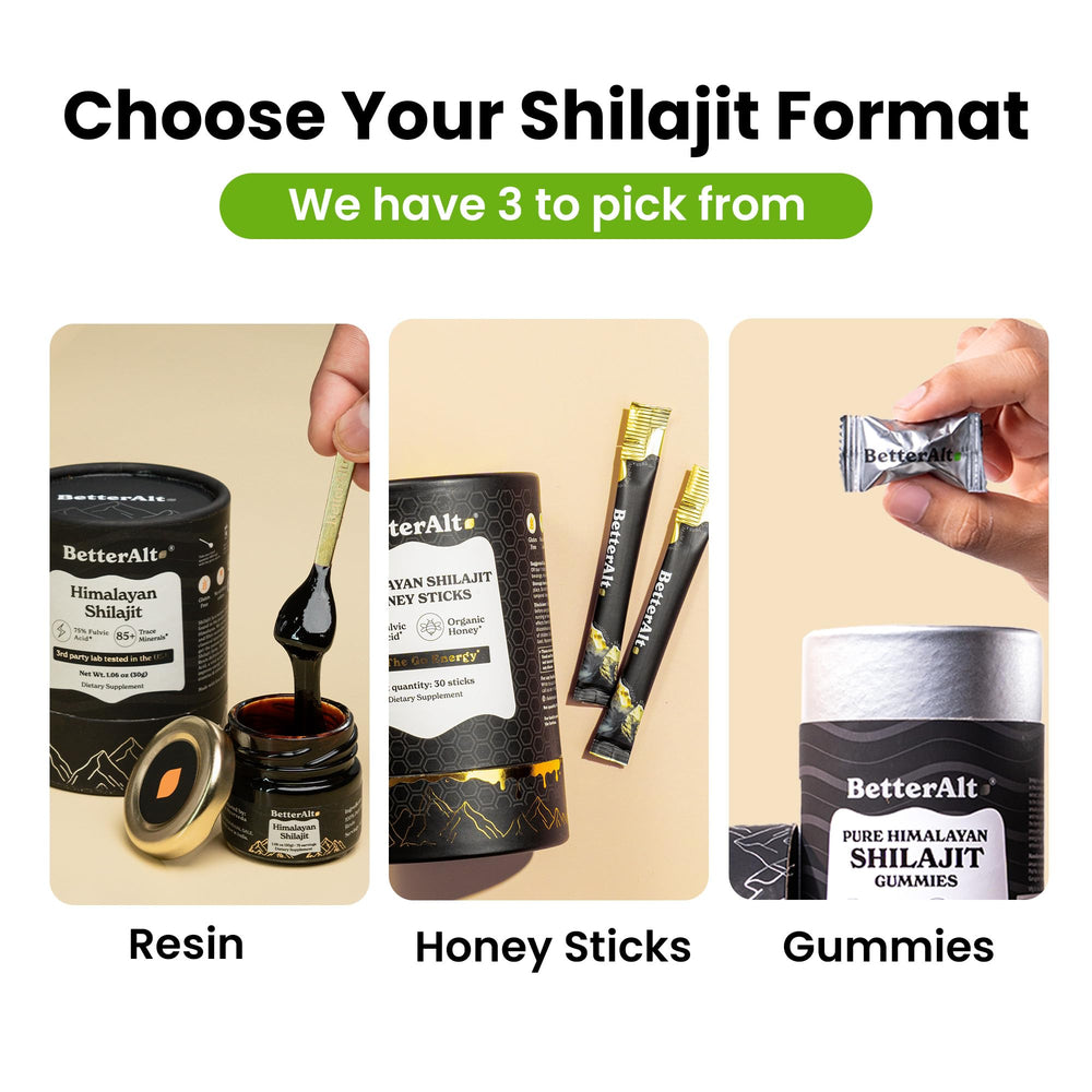 Better Alt Pure Himalayan Shilajit Gummies packaging close-up reveals premium finish.
