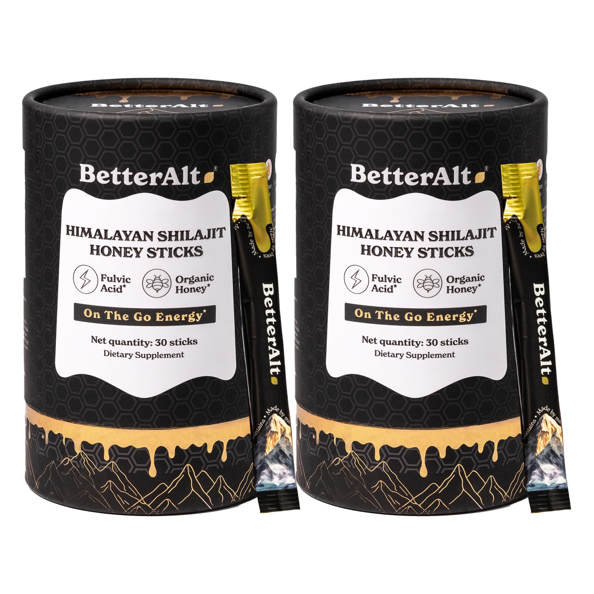 Better Alt Pure Himalayan Shilajit Honey Sticks (2 Pack) | Easy On-The ...