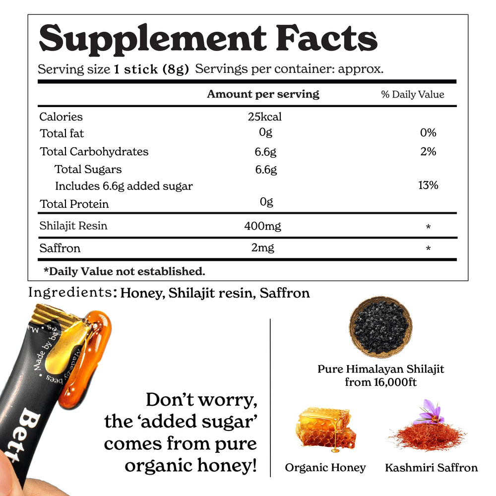 Better Alt Pure Himalayan Shilajit Honey Sticks (2 Pack) | Easy On-The ...