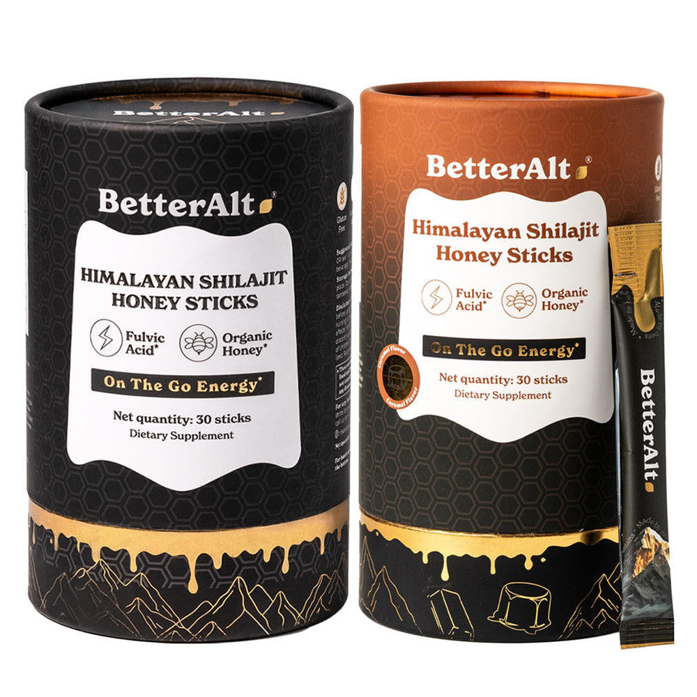 Better Alt Pure Himalayan Shilajit Sticks 2-pack on shelf, highlighting natural ingredients for daily use.