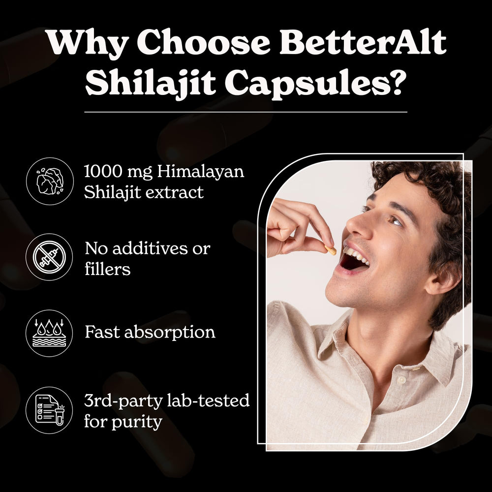 Better Alt Shilajit Capsules athlete-ready pose suggesting stamina