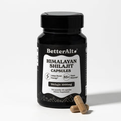 Better Alt Shilajit Capsules bottle close-up showing purity and energy support