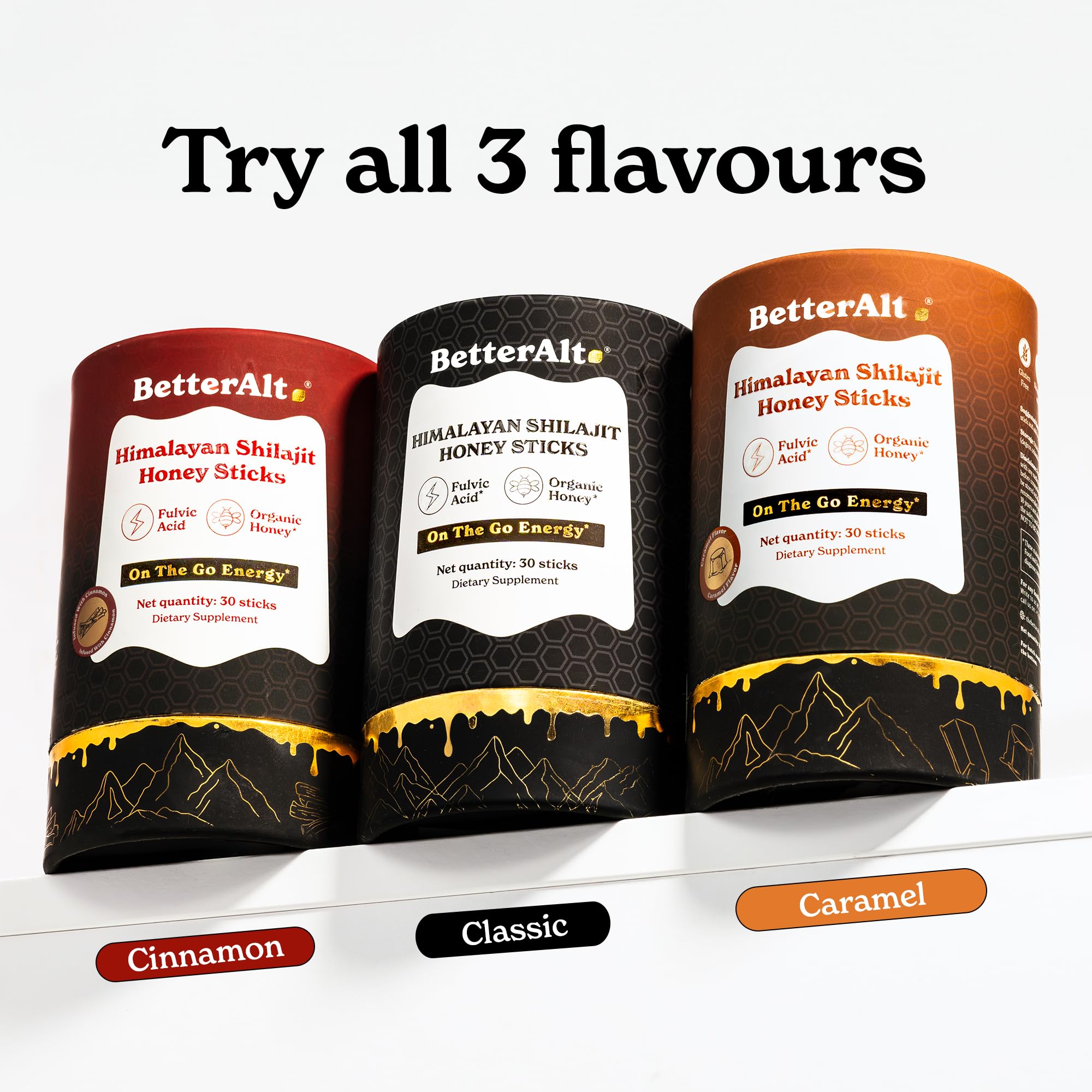 Better Alt Shilajit Sticks highlight fulvic acid content for nourishment.