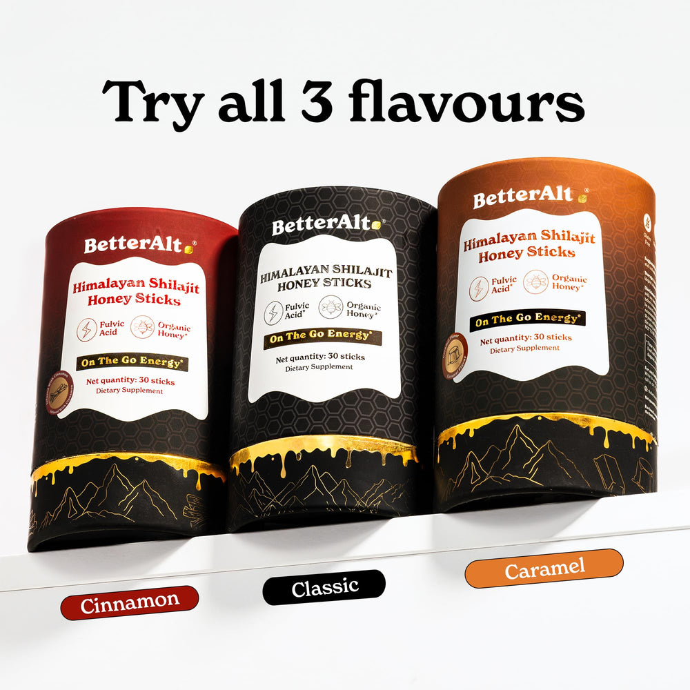 Better Alt Shilajit Sticks highlight fulvic acid content for nourishment.