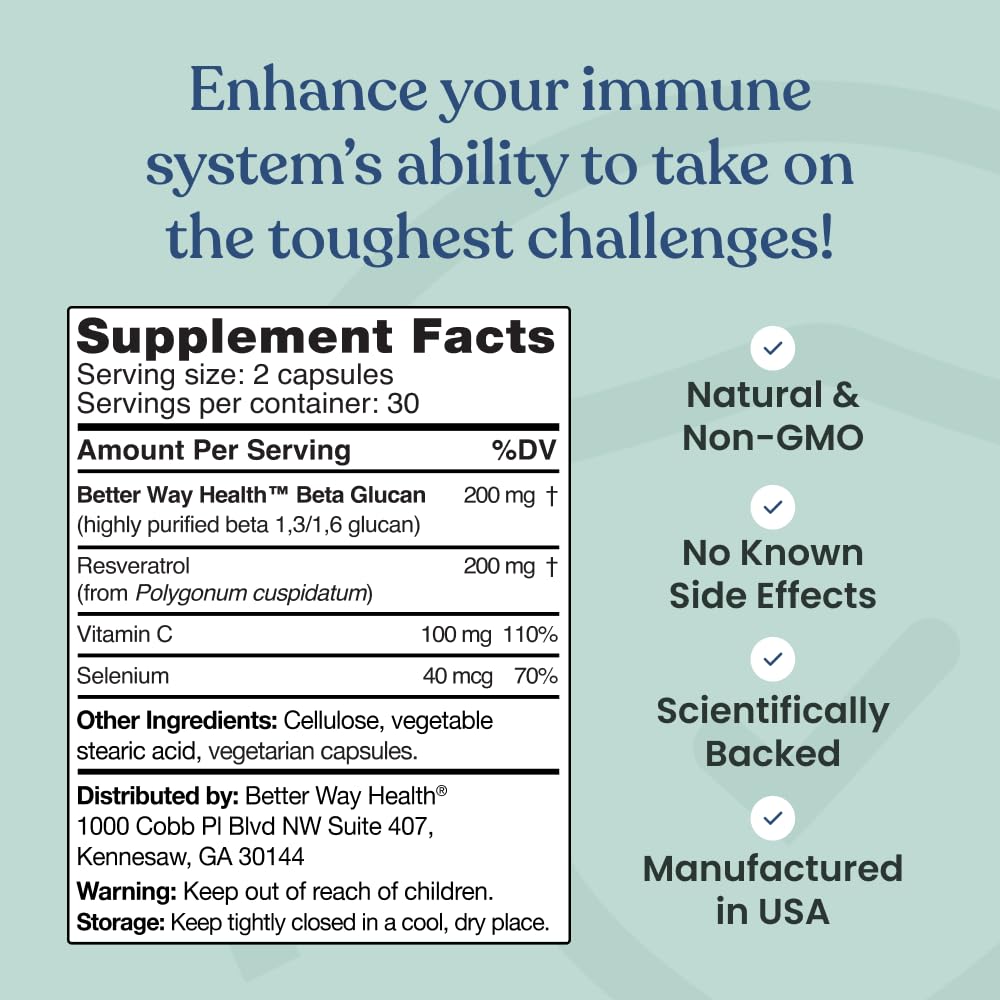 Better Way Health Advanced Immune Readiness beta glucan capsule close-up in focus.