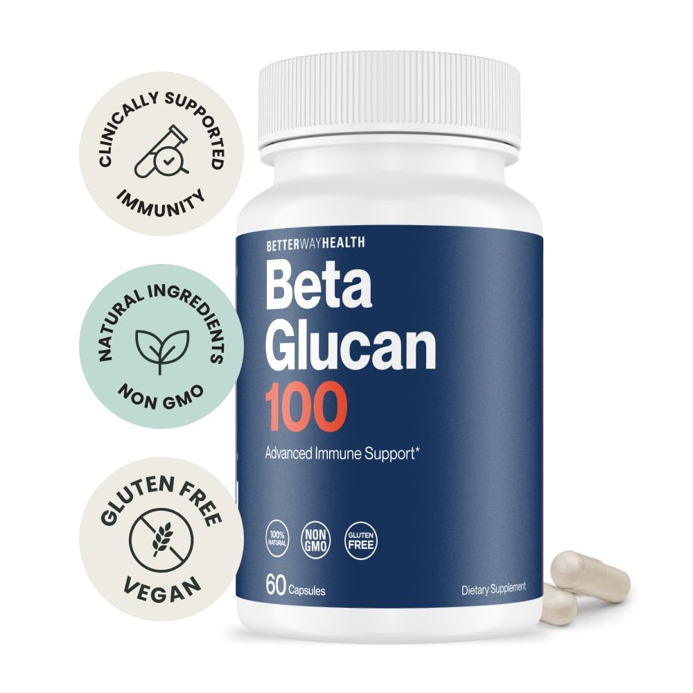 Better Way Health Beta Glucan capsules ready for daily dosing to support immune balance.