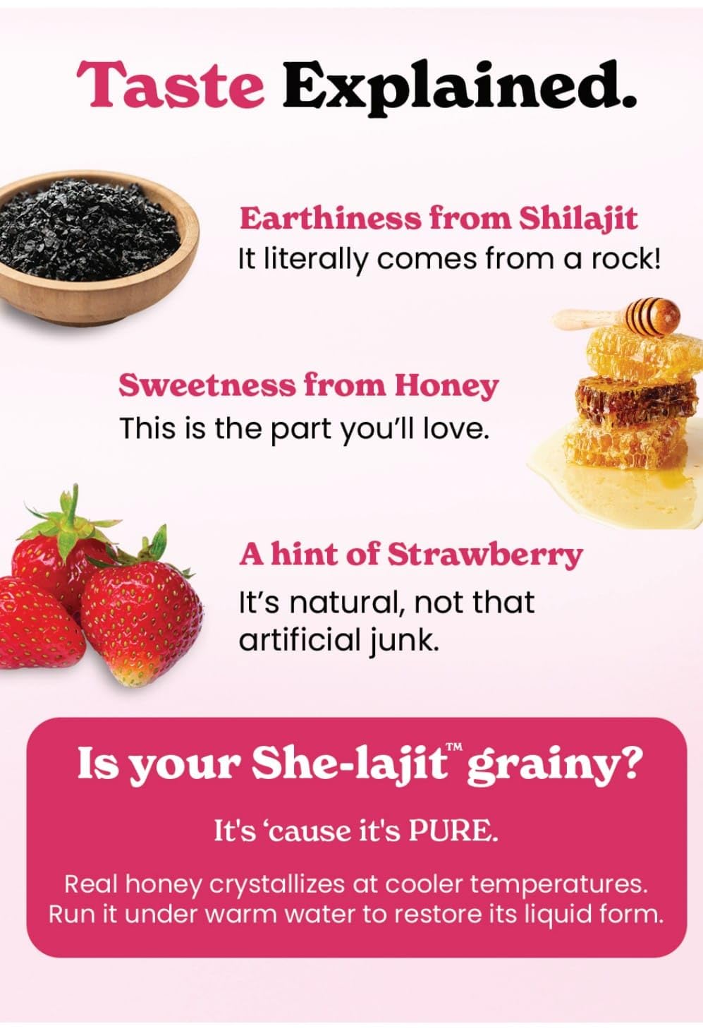 BetterAlt SHE-Lajit Strawberry Honeysticks strawberry note hints at fruity aroma for rejuvenation.