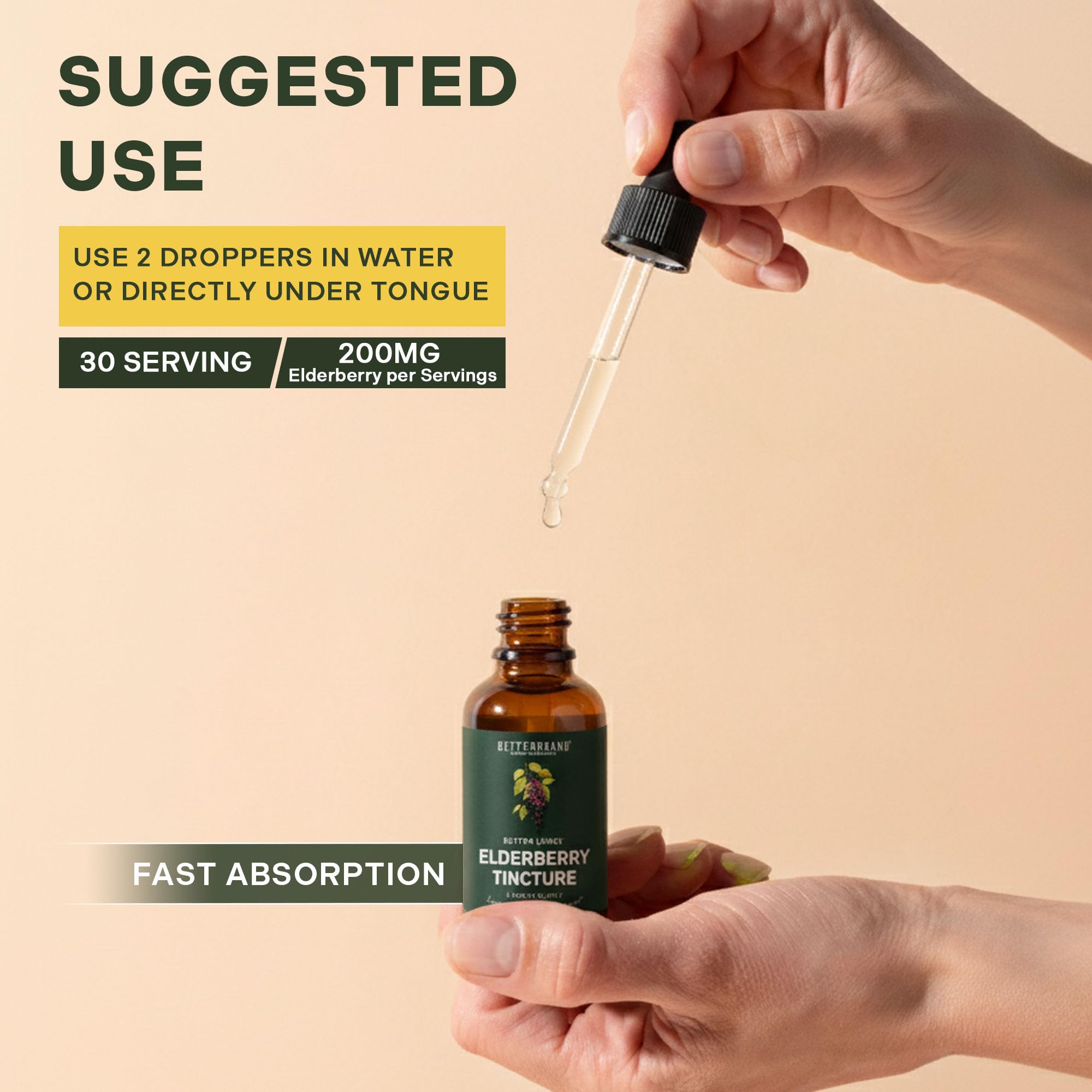 Betterbrand dropper shows accurate dosage for daily use.
