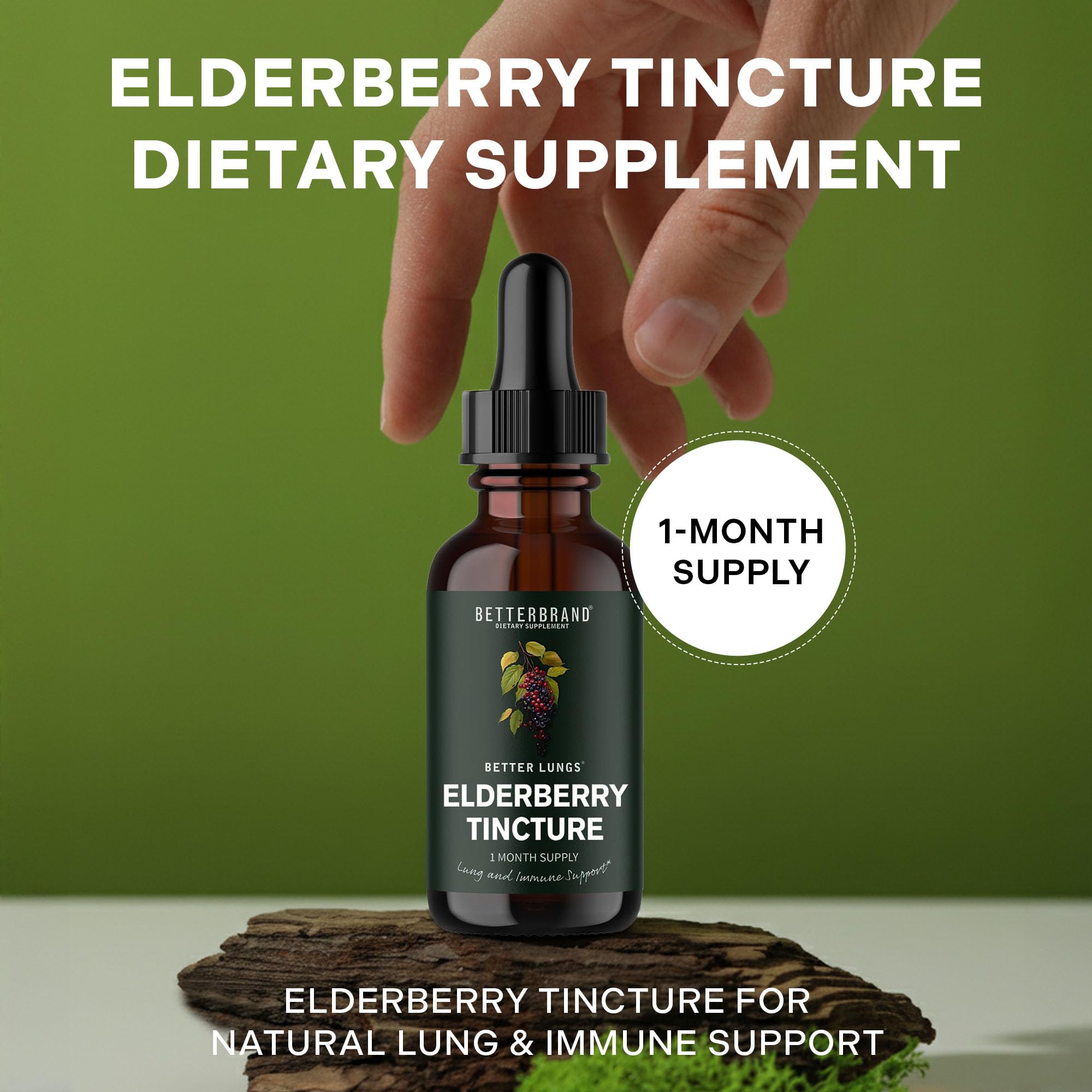Betterbrand BetterLungs Elderberry tincture pour into water for easy use.