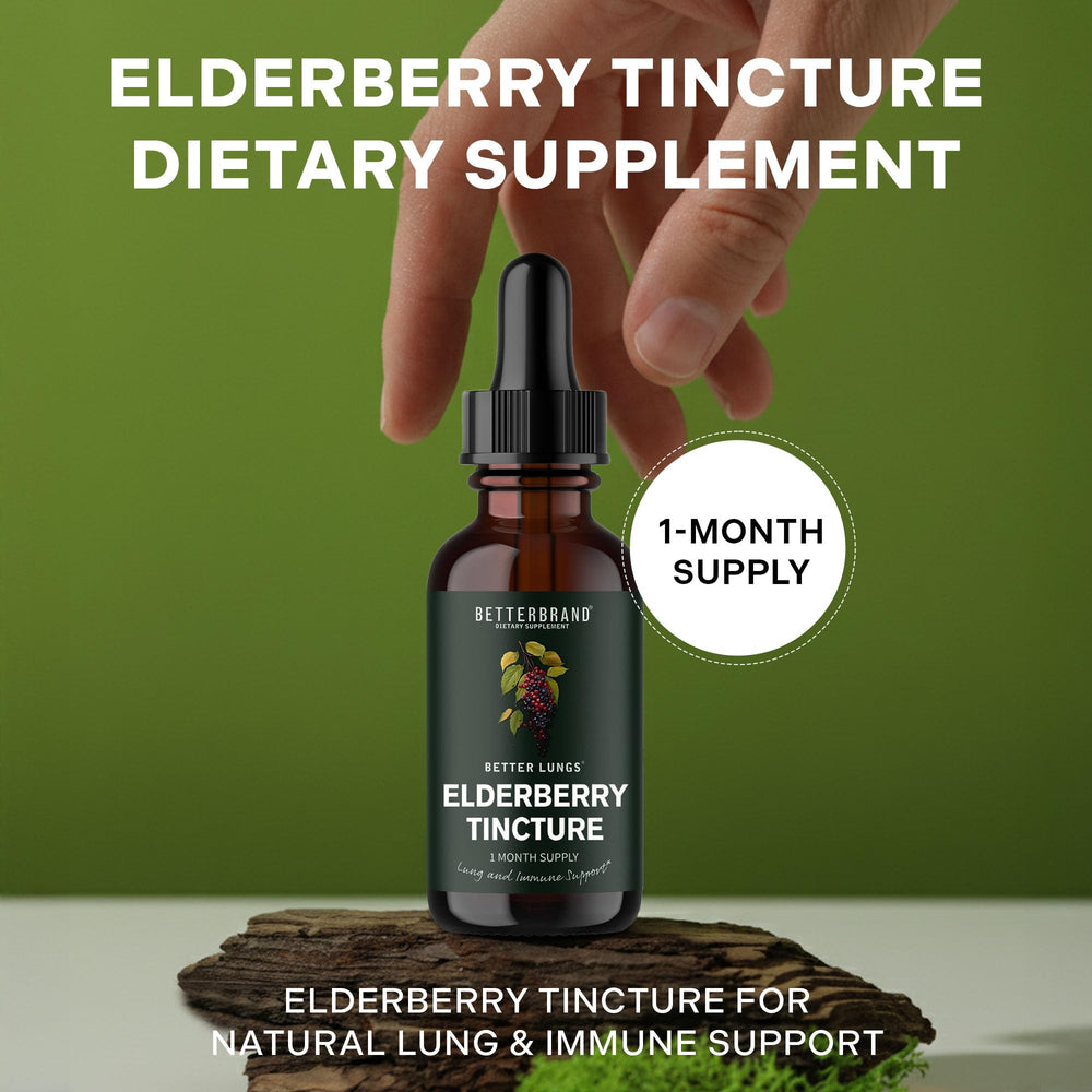 Betterbrand BetterLungs Elderberry tincture pour into water for easy use.