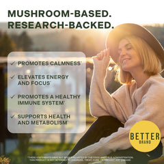 BetterMushrooms bottle on desk for daily routine.