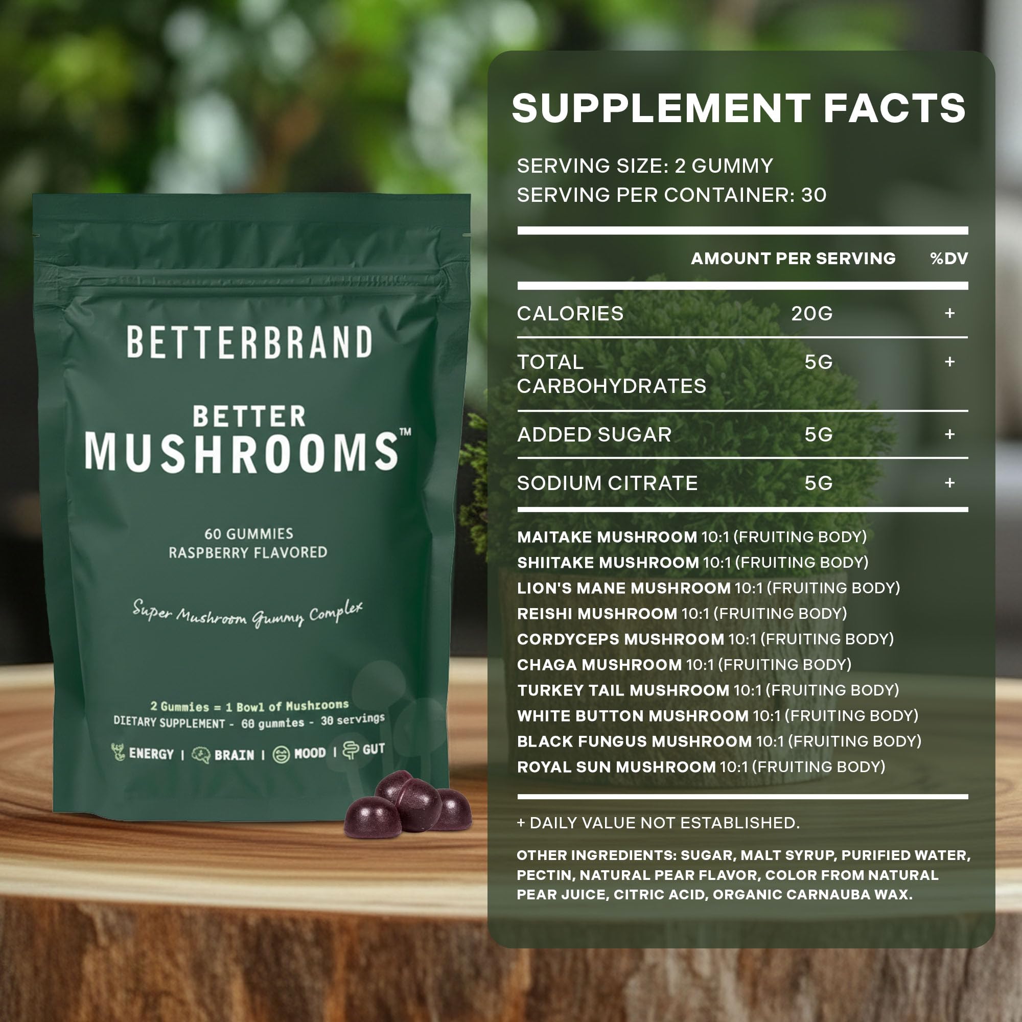 Betterbrand BetterMushrooms morning snack setup.