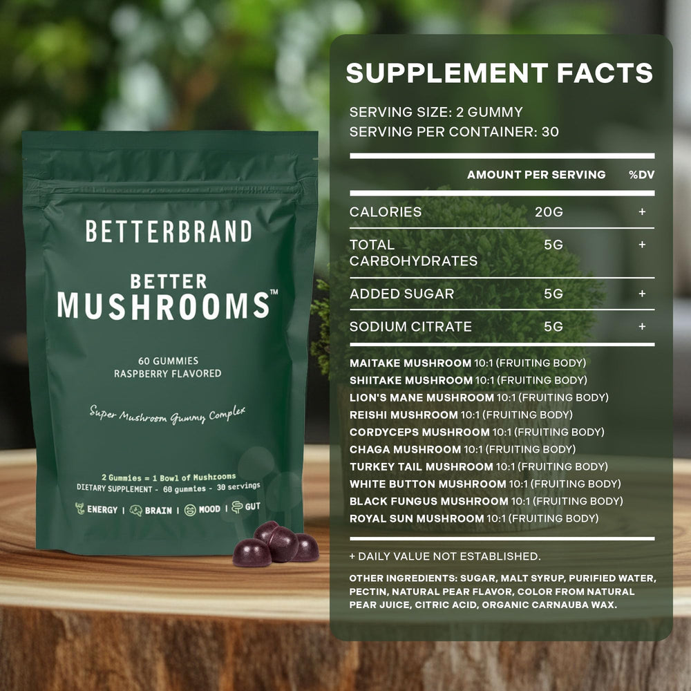Betterbrand BetterMushrooms morning snack setup.