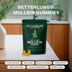 Betterbrand Mullein Chewables pear flavor gummies packaging designed for daily use