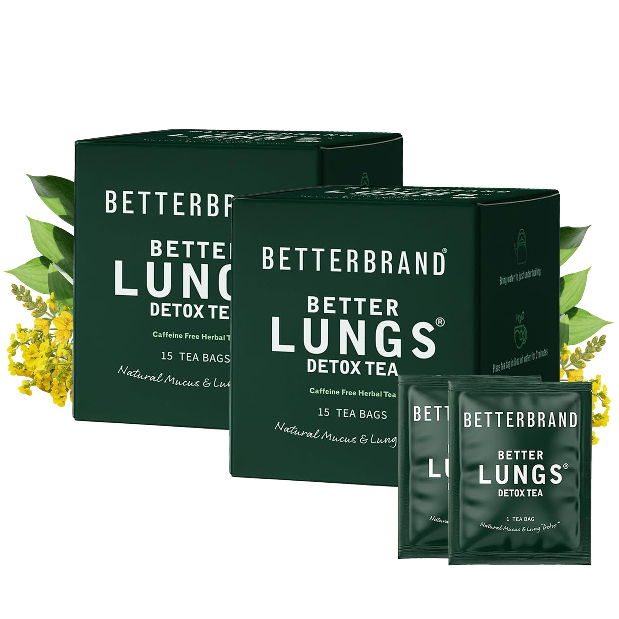Betterbrand Mullein Tea Bags for breath support with natural herbs.