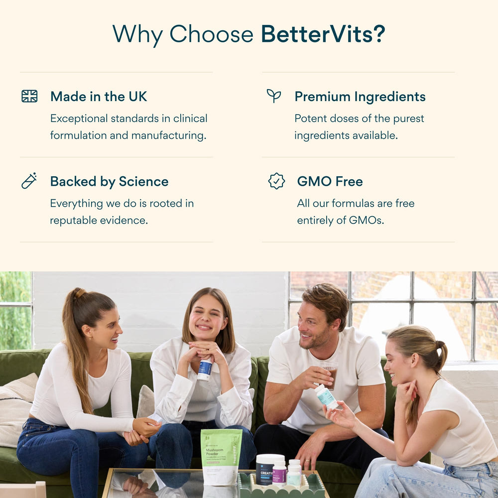Bettervits vegan HPMC shell bottle offers a plant based daily option.