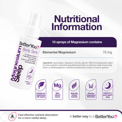 BetterYou Magnesium Lavender Chamomile aroma highlights relaxation and soft skin before bed.