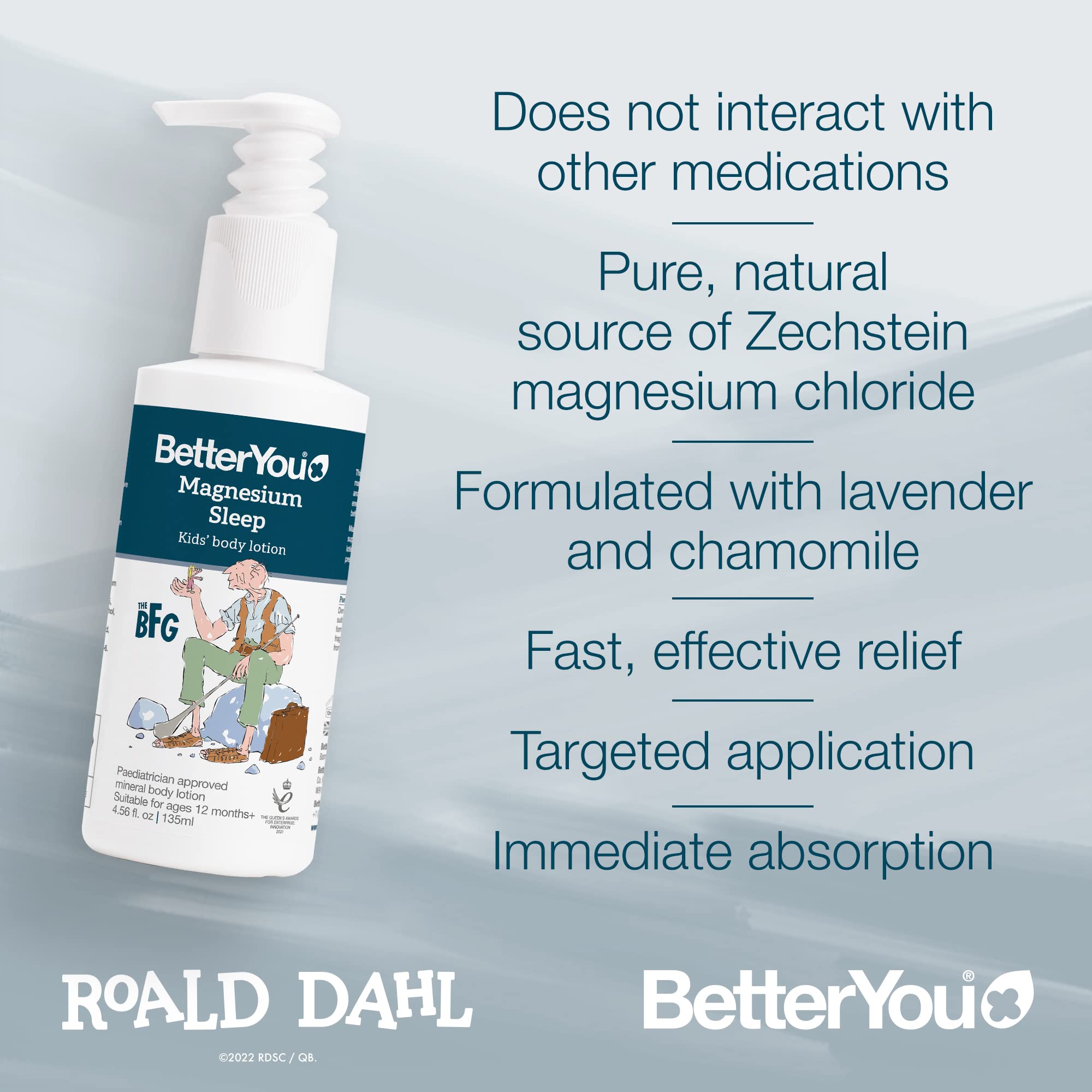 BetterYou Magnesium Sleep Lotion in a cozy bedtime scene with lavender accents.