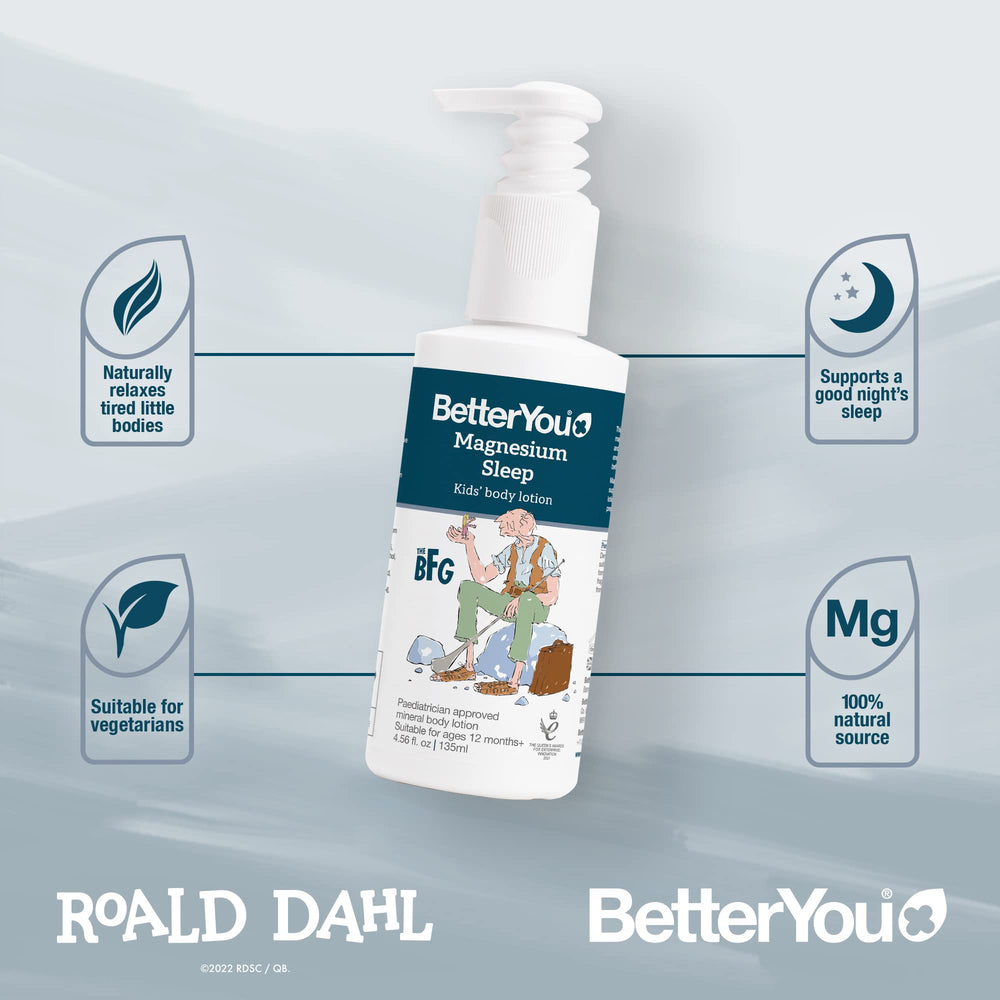 BetterYou Magnesium Sleep Lotion texture close-up showing quick absorption.