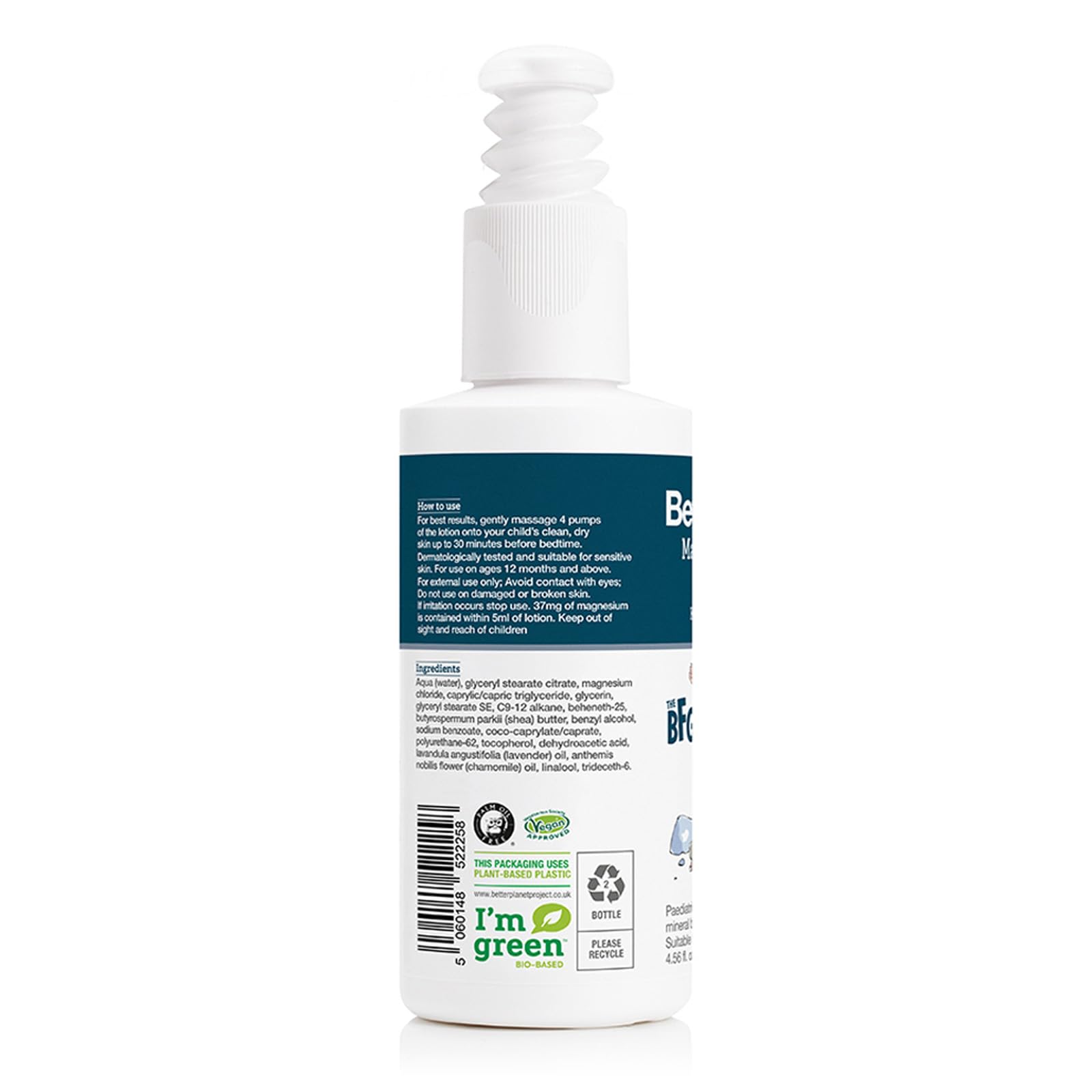 BetterYou Magnesium Sleep Lotion bottle with kid-friendly labeling for bedtime routine.