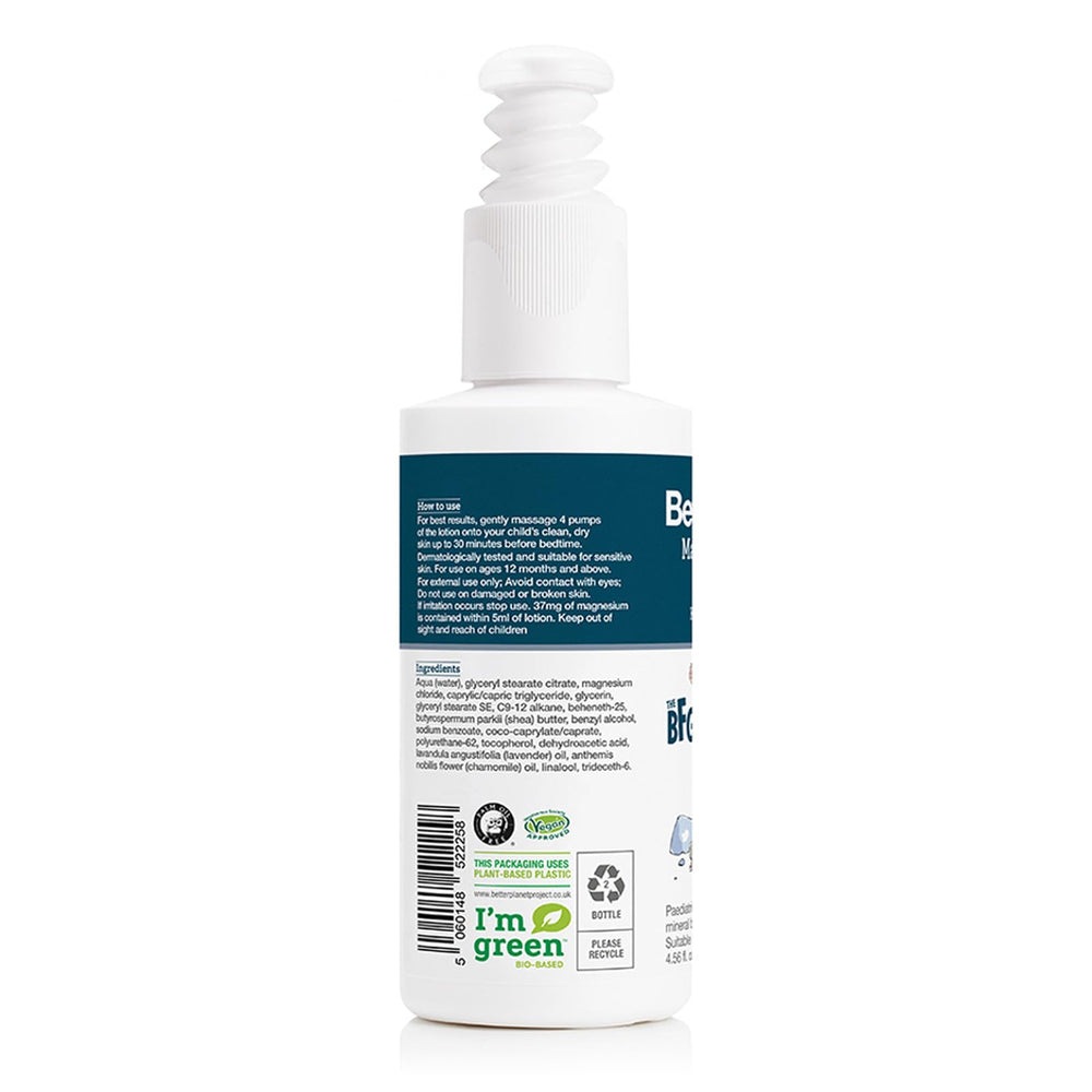 BetterYou Magnesium Sleep Lotion bottle with kid-friendly labeling for bedtime routine.