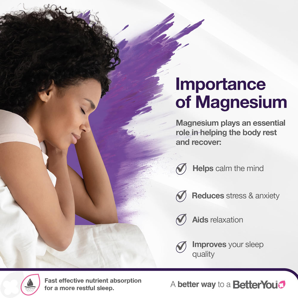 BetterYou Magnesium Sleep spray demonstrates quick absorption for a soothing bedtime ritual.