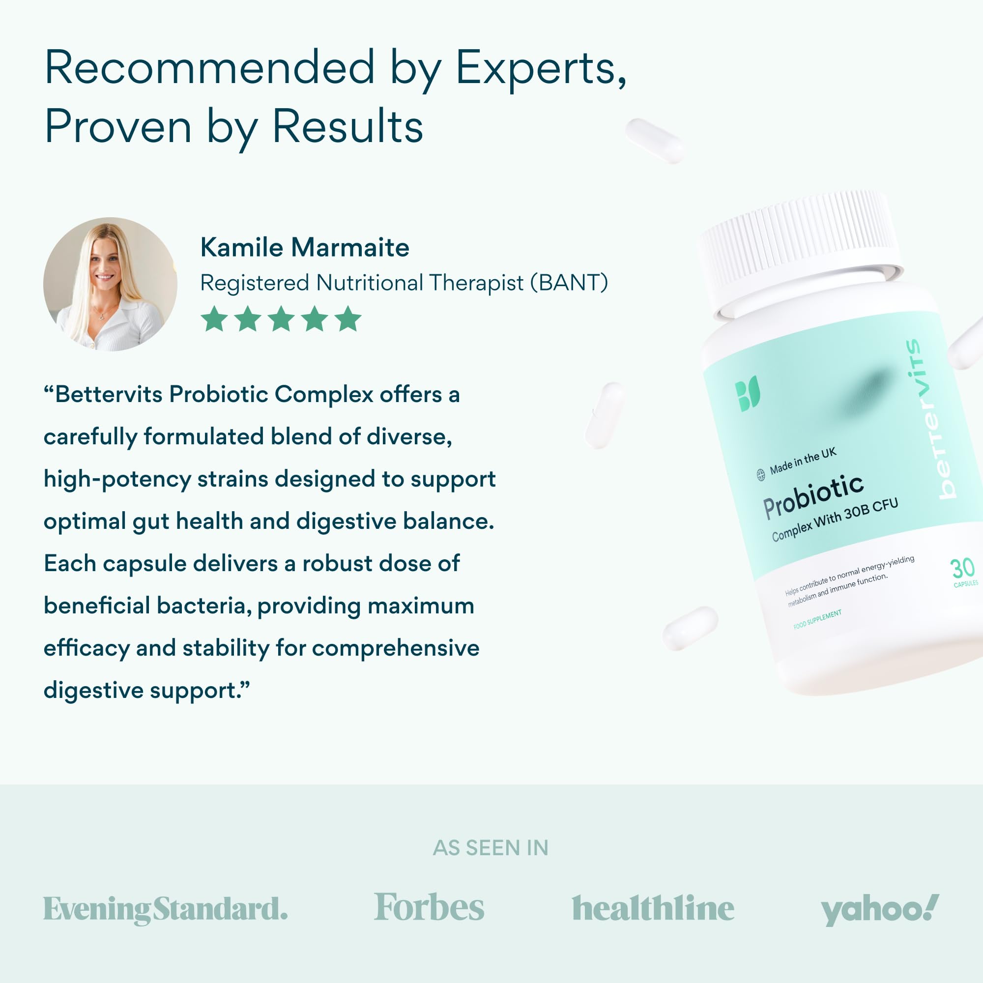Bettervits Probiotics gut health illustration showing balance