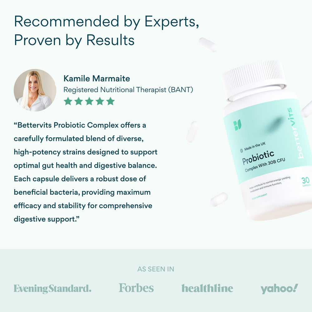 Bettervits Probiotics gut health illustration showing balance