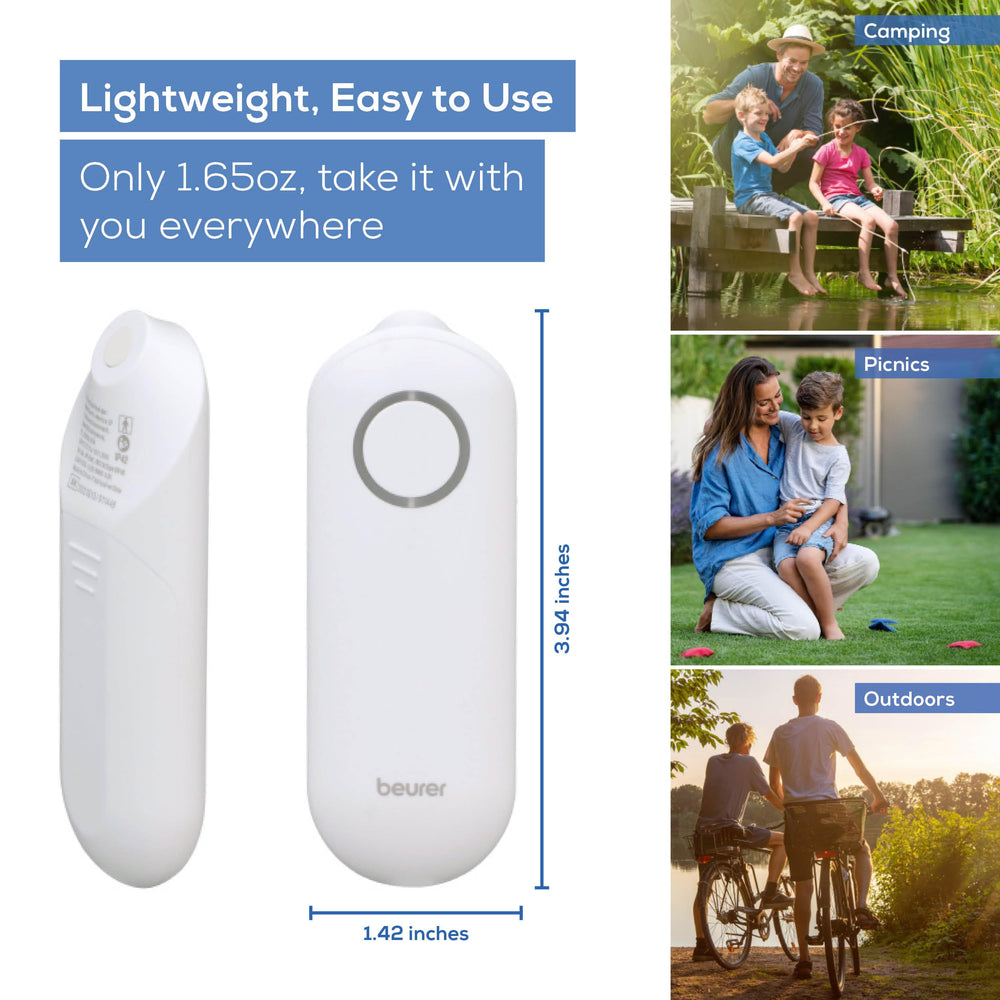 Beurer BR60 portable-design fits in a pocket for travel.