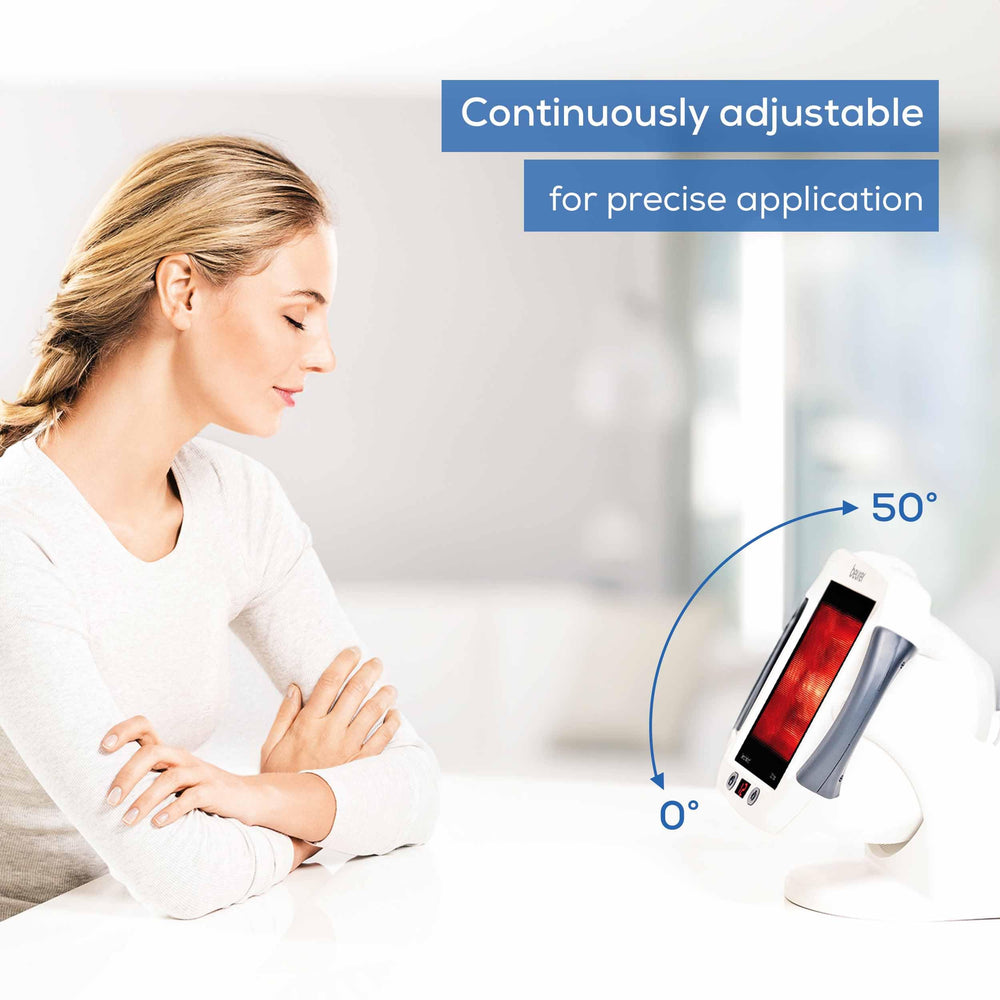 Beurer IL50 infrared lamp supports muscle relief with soothing warmth.