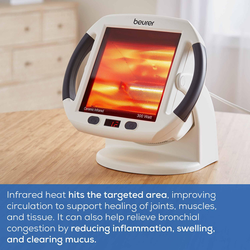 Beurer IL50 infrared lamp targets sinus areas with gentle warmth.