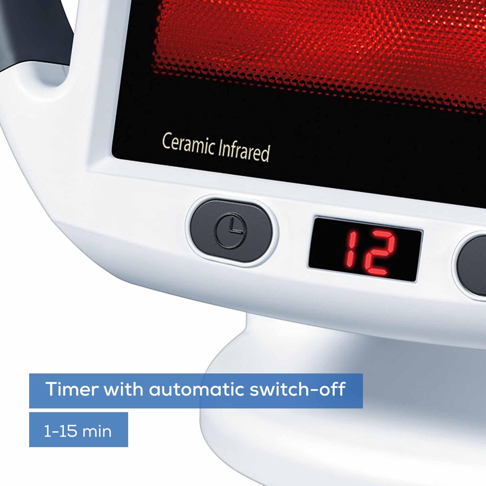 Beurer IL50 infrared lamp includes protective eyewear for safe sessions.