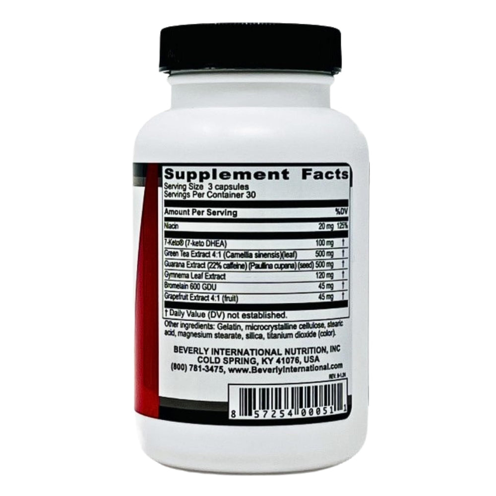 Beverly International 7-Keto Musclean label detail highlighting ingredients for energy and metabolism support