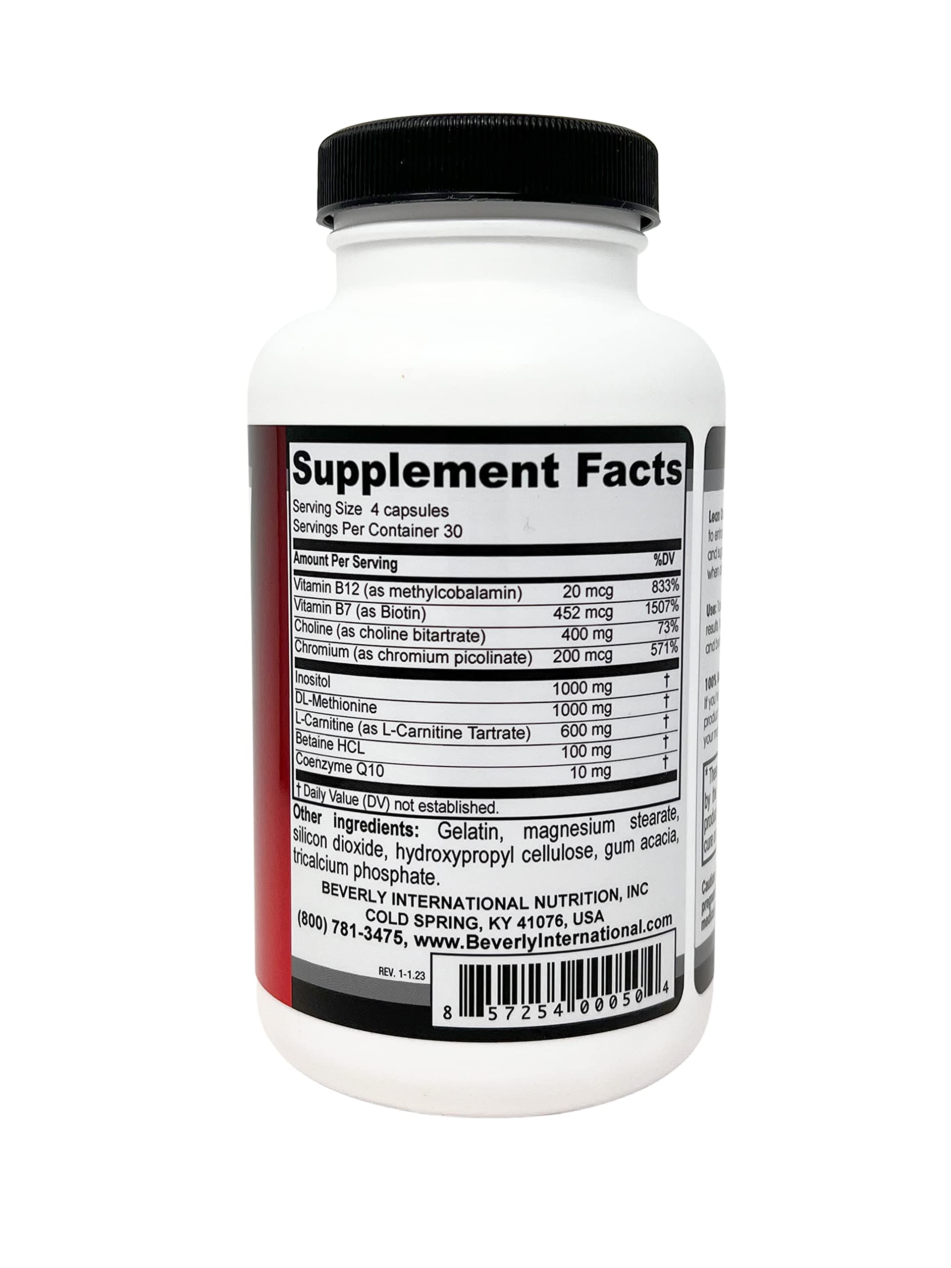 Lean Out bottle label close-up showing lipotropics and metabolic support