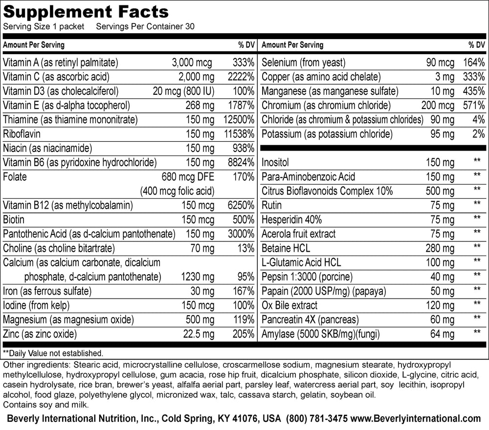 Super Pak daily packs display highlighting a 30-day energy and immune support program.