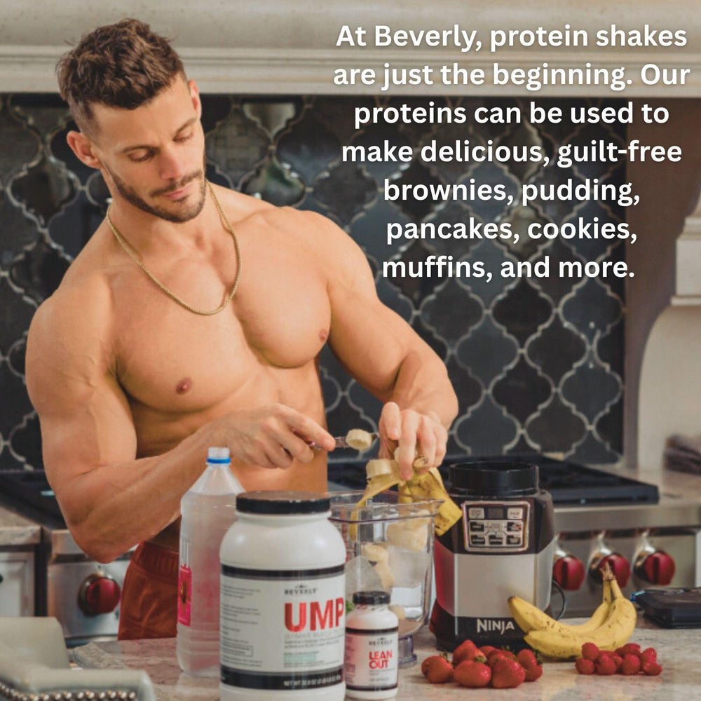 UMP ingredients label highlighting whey and casein blend for steady protein intake.