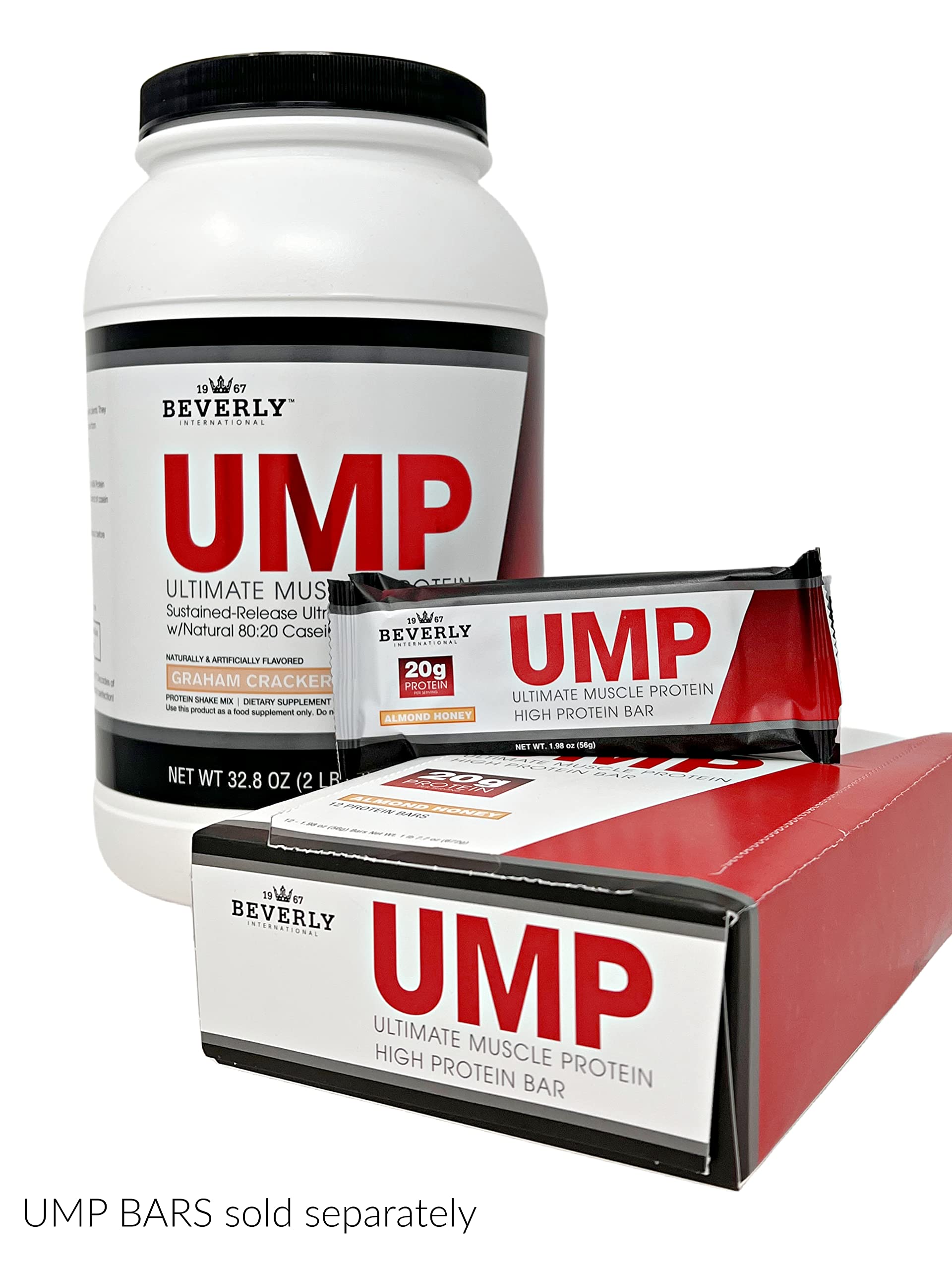 UMP protein powder shaker with Graham Cracker flavor for post-workout nutrition.