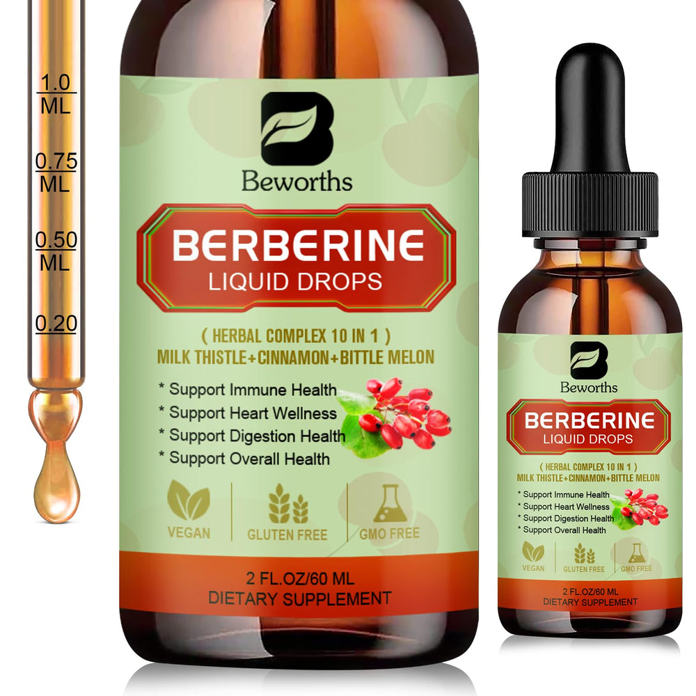 B BEWORTHS Berberine HCL liquid drops bottle for easy daily digestion support