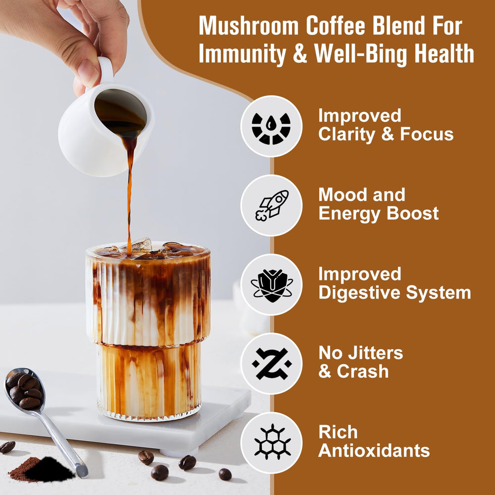 beworths mushroom coffee dissolving smoothly in mug or smoothie