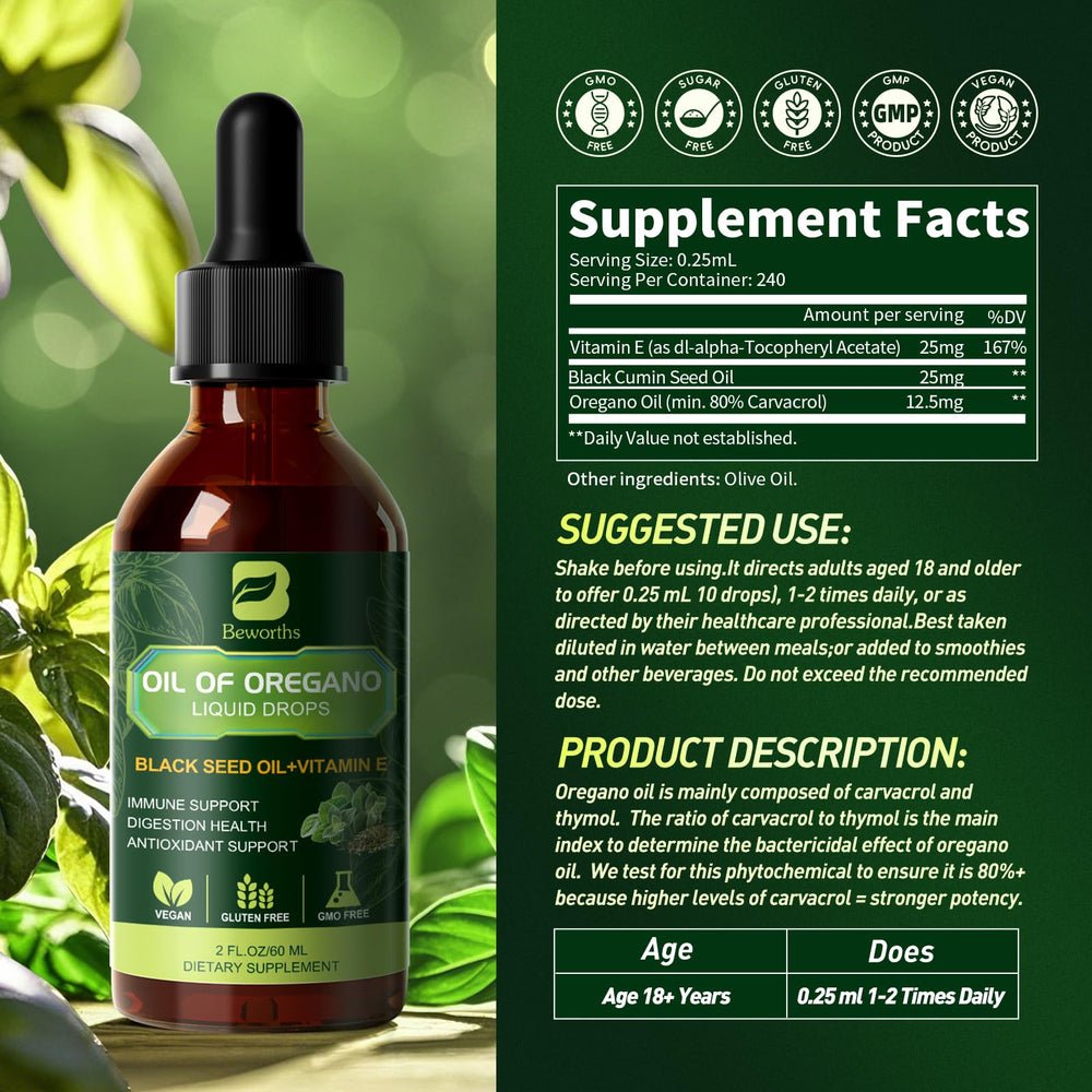 B BEWORTHS oregano oil drops in water demonstrating easy mixing