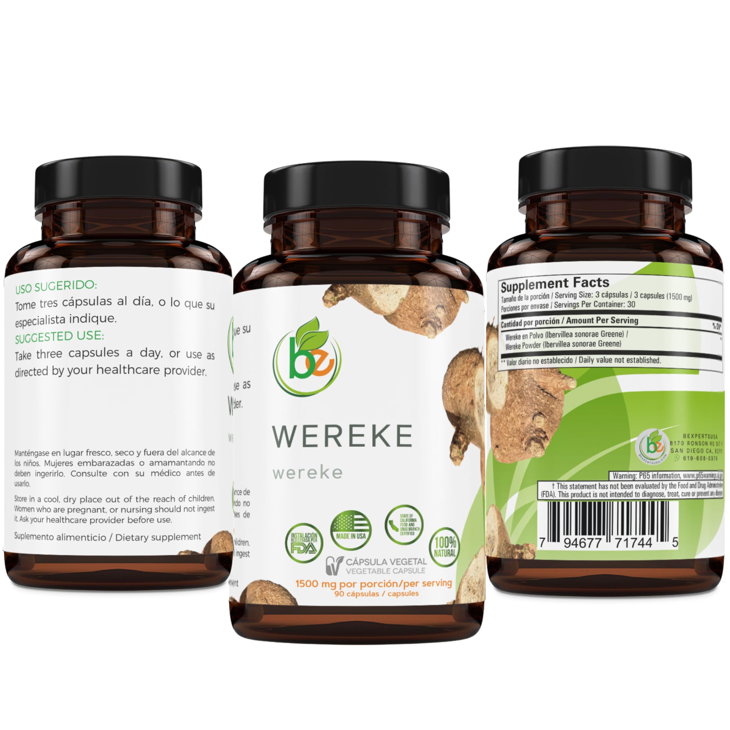 Non-GMO Wereke Root packaging label shown.
